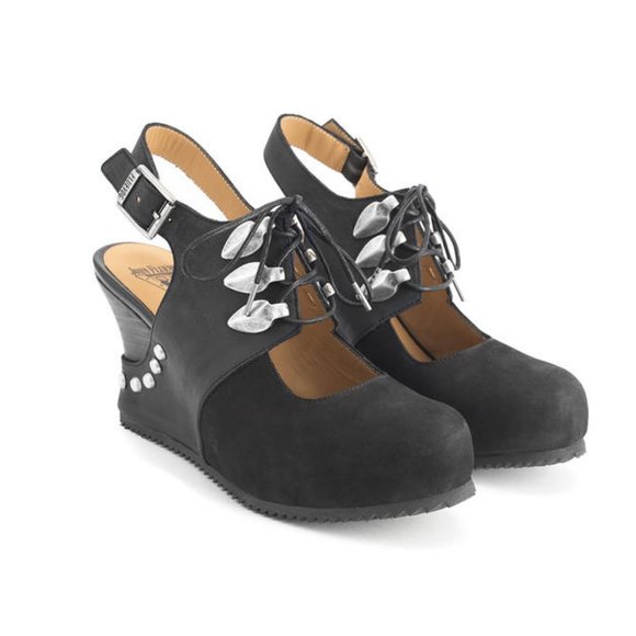 John Fluevog Shoes - John Fluevog Conquer Zenobia Slingback Wedge Heels 8.5